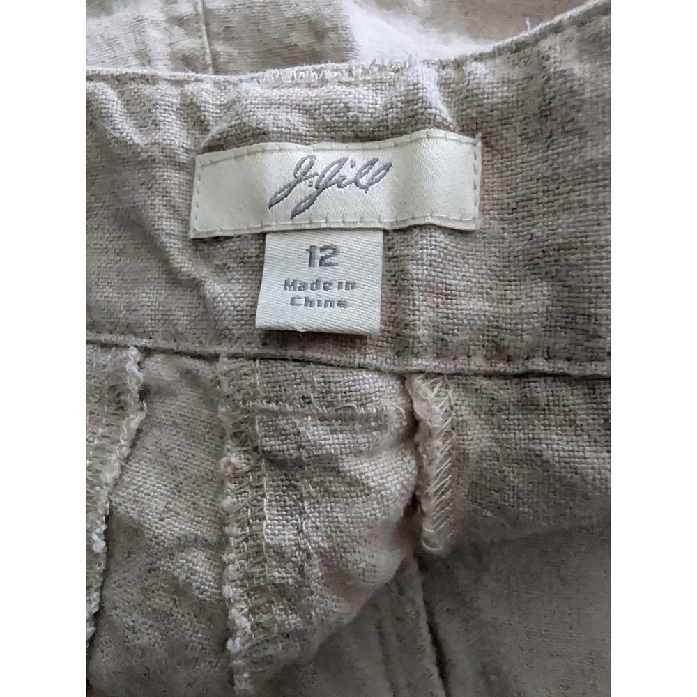 J. Jill Women 12 Oatmeal 100% Linen High‎ Rise Shorts Coastal Neutral Minimalist - Picture 6 of 7